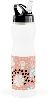 Photo Water Bottles: Jungle Cats - Pink Stainless Steel Water Bottle With Straw, 25Oz, With Straw, Pink