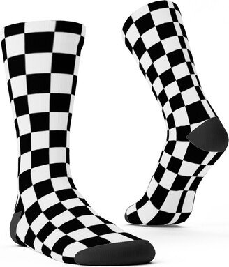 Socks: Checker - Black And White Custom Socks, Black