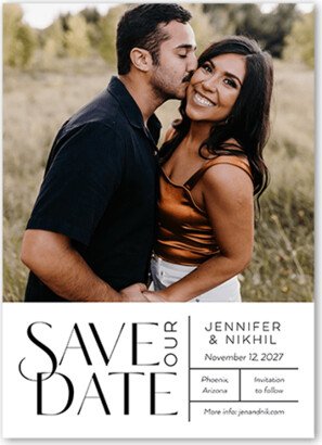 Save The Date Cards: Interlocked Day Save The Date, White, 5X7, Matte, Signature Smooth Cardstock, Square