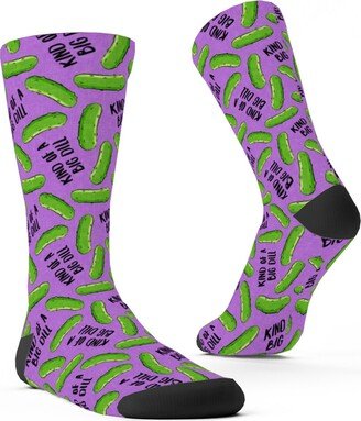 Socks: Kind Of A Big Dill - Pickles - Purple Custom Socks, Purple