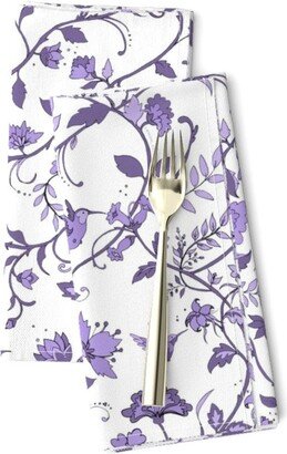 Regency Floral Dinner Napkins | Set Of 2 - Hummingbird Chintz By Lemon Chiffon Victorian Vintage Purple Cloth Spoonflower
