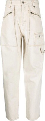 Beige Cotton-hemp Blend Trousers