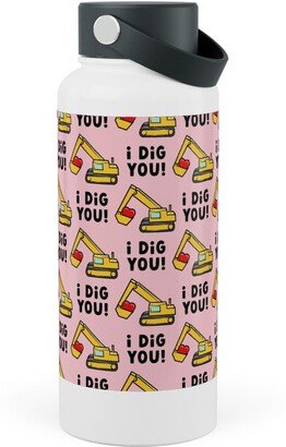 Photo Water Bottles: I Dig You! - Excavator - Pink Stainless Steel Wide Mouth Water Bottle, 30Oz, Wide Mouth, Pink