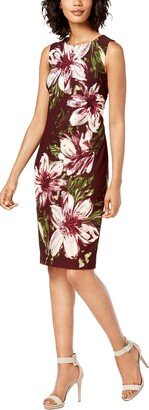 Womens Floral Mini Sheath Dress