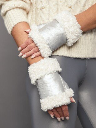 Shearling Mittens - Ivory/ Silver