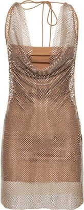 Embellished mesh mini dress