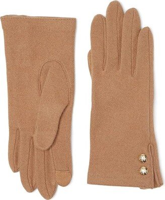 Two-Button Cashmere Blend Touch Gloves (Classic Camel) Over-Mits Gloves