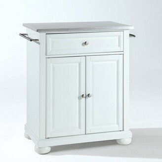 Alexandria Stainless Steel Top Portable Kitchen Island - White