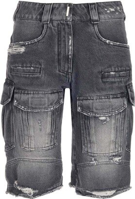 Destroyed Denim Cargo Shorts