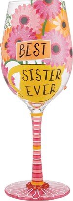 Enesco Lolita Best Sister Ever Wine Glass, 15 oz