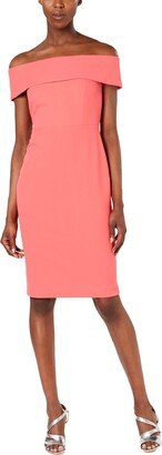 Petites Womens Off-The-Shoulder Short Cocktail Dress