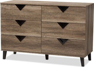 Wales Modern and Contemporary Wood 6 Drawer Chest Light Brown