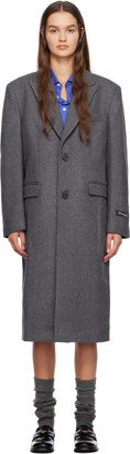 Gray Peaked Lapel Coat