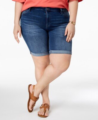 Th Flex Plus Size Cuffed Denim Shorts, Created for Macy's