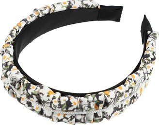 Unique Bargains Women's Floral Ruched Non-slip Faux Pearl Headbands Black 1 Pc