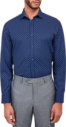 Society of Threads Men's Regular Fit Non-Iron Geo Print Performance Dress Shirt