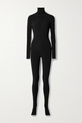 Cutout Stretch-jersey Turtleneck Jumpsuit - Black