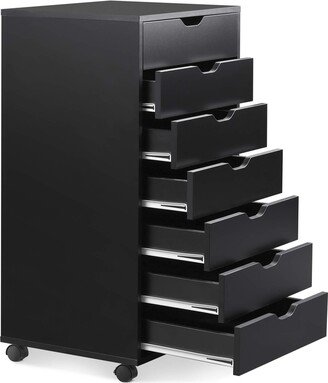 RASOO Modern Black 7-Drawer Dresser for Bedroom and Office