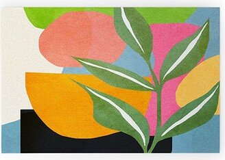 Nadja Minimal Modern Abstract Leaves Small Welcome Mat