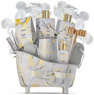 Lovery Gold Marble Bath And Body 13Pc Gift Set, White Orchid Bath And Body Care-AA