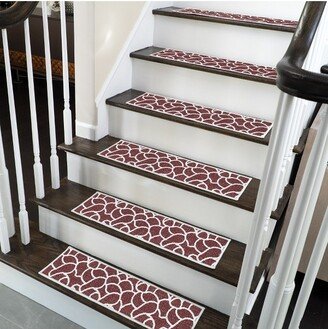 Stone Design 70 % Cotton Anti-Slip Stair Treads, 9 X 28 , Pack of 15, Maroon