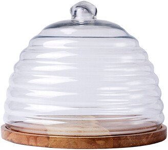 Mango Wood & Glass Hive Food Dome/Plate