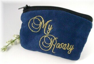 Confirmation Boys Cloth Rosary Case Pouch Navy