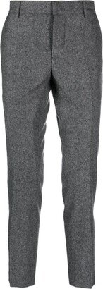 Mélange-Effect Tapered Trousers-AA