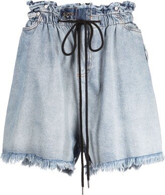 Drawstring Denim Shorts-AB