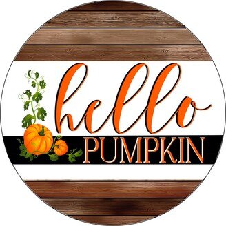 Wreath Sign, Fall - Hello Pumpkin 10 Round Vinyl Sticker Decoe-209, Decoexchange, Sign For Wreaths