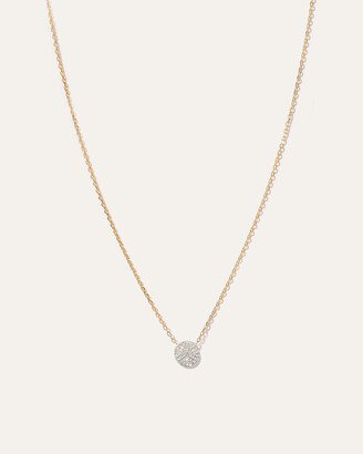 14K Gold Pave Diamond Disc Necklace