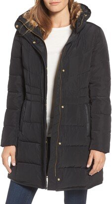 Quilted Down & Feather Fill Jacket with Faux Fur Trim