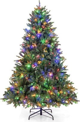 6 FT Pre-Lit Christmas Tree Hinged with 350 Multi-color Lights & 1168 Branch Tips