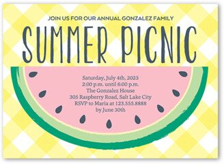 Cocktail Party Invitations: Watermelon Picnic Summer Invitation, Yellow, 5X7, Pearl Shimmer Cardstock, Square