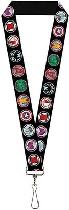 Buckle-Down 9-Avenger Icons Black/Multi Color-1 Inch Lanyard (Multicolor) Findings