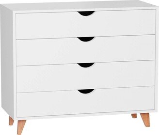 35 White Solid Wood Four Drawer Standard Dresser