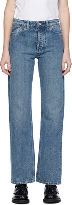 Blue Linear Cut Jeans