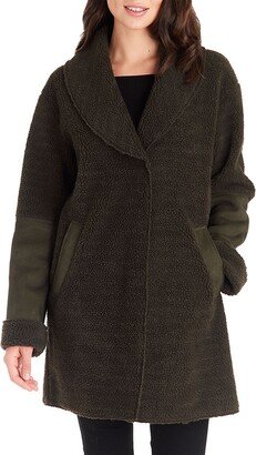 Faux Shearling Shawl Collar Coat