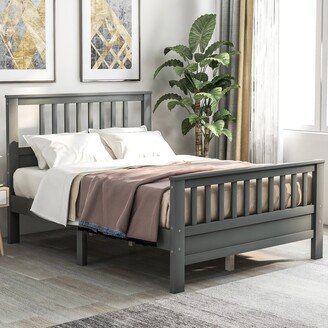 TOSWIN Wood Platform Bed with Headboard & Footboard, Easy Assembly