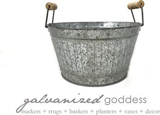 Small Galvanized Tub, Wood Handles, Drink Bucket, Decor, Kitchen Tub For Drinks, With Zinc Pail