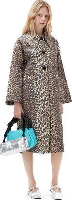 Leopard Printed Canvas Coat