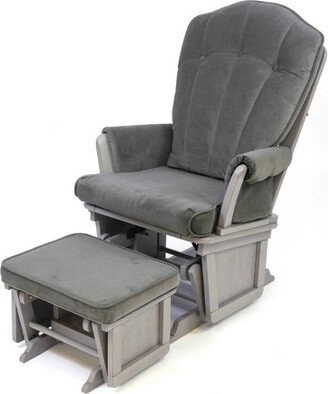 Victoria Glider and Ottoman - Gray Wood and Dark Gray Fabric