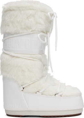 Off-White & White Faux-Fur Icon Boots