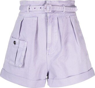 Belted Cotton Shorts-AA