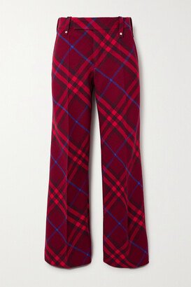 Layered Checked Wool Straight-leg Pants - UK 2