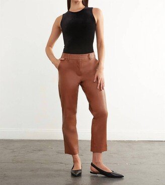 Faux Leather 7/8 Trouser In Cocoa