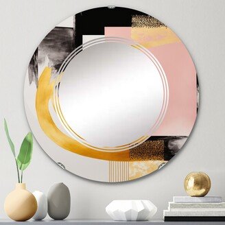 Designart 'Pink And Gold Art Deco III' Printed Modern Transitional Wall Mirror