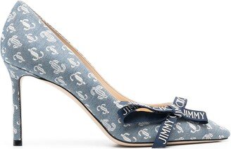 Romi 85mm monogram-jacquard pumps