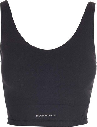 Logo Printed Sleeveless Cropped Top-AA