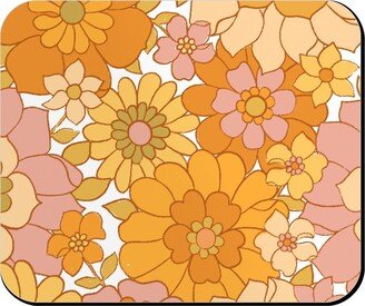 Mouse Pads: Avery Retro Floral Mouse Pad, Rectangle Ornament, Orange